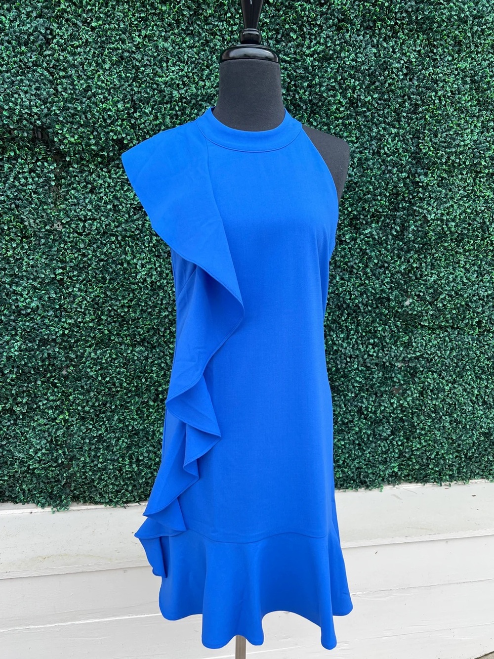 Jade One-Shoulder Ruffle Dress in Cobalt Blue NEW!